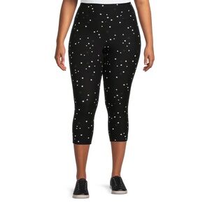 🆕Terra & Sky Women's Plus Size Stars All Over Print Capri Leggings Size 0X (14W)